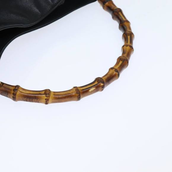 GUCCI Bamboo Hand Bag Leather 2way Black 001 1638 Auth 79644 - Picture 7 of 16